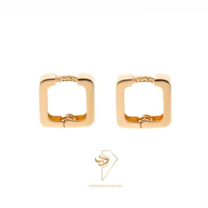 گوشواره طلا حلقه ای مربع آینه ای E166