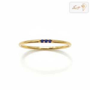 انگشتر طلا سه نگین آبی R766