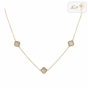 گردنبند طلا ونکلیف سفید سه گل CH565
