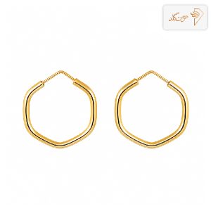 گوشواره طلا حلقه ای مفتولی 6 ضلعی E118