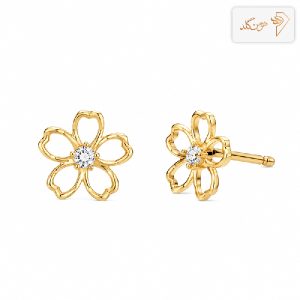 گوشواره طلا میخی گل نگین دار E175