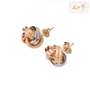 گوشواره طلا میخی گره سه رنگ M E52