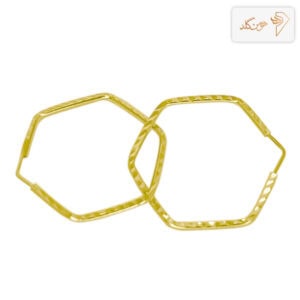 گوشواره طلا حلقه ای تراش 6ضلعی بزرگ E611