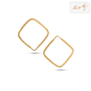گوشواره طلا حلقه ای تراش مربع متوسط E614