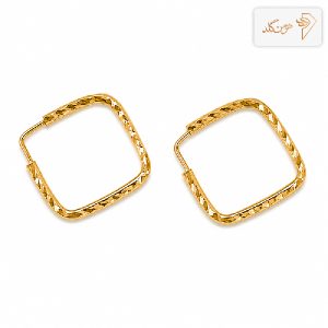 گوشواره طلا حلقه ای تراش مربع کوچک E615