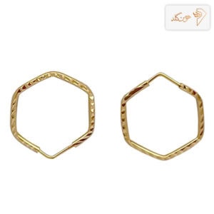 گوشواره طلا حلقه ای تراش 6ضلعی کوچک E618