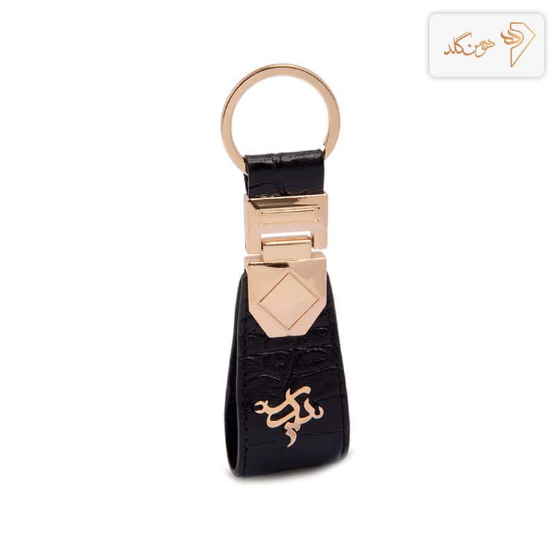 جاسوییچی پلاک دار طلا چرم پدر BC30