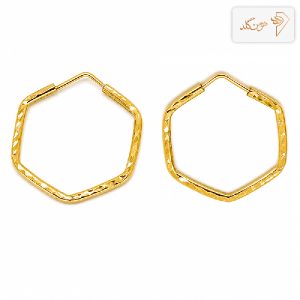 گوشواره طلاحلقه ای تراش 6ضلعی متوسط E612