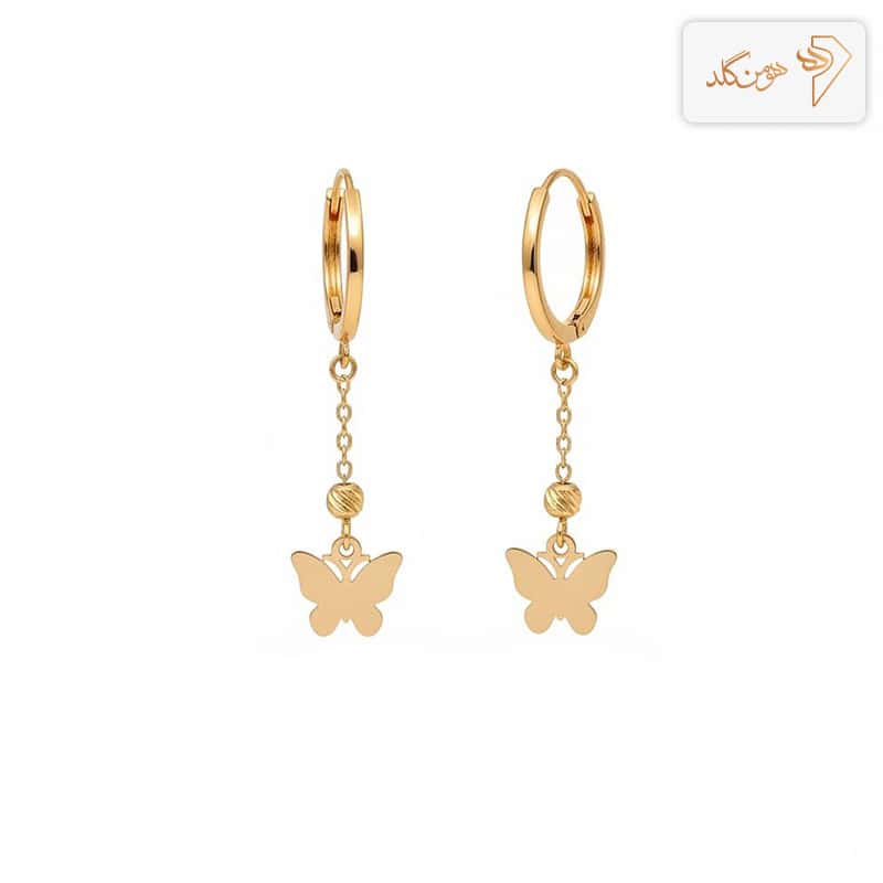 گوشواره طلا آویز پروانه E630