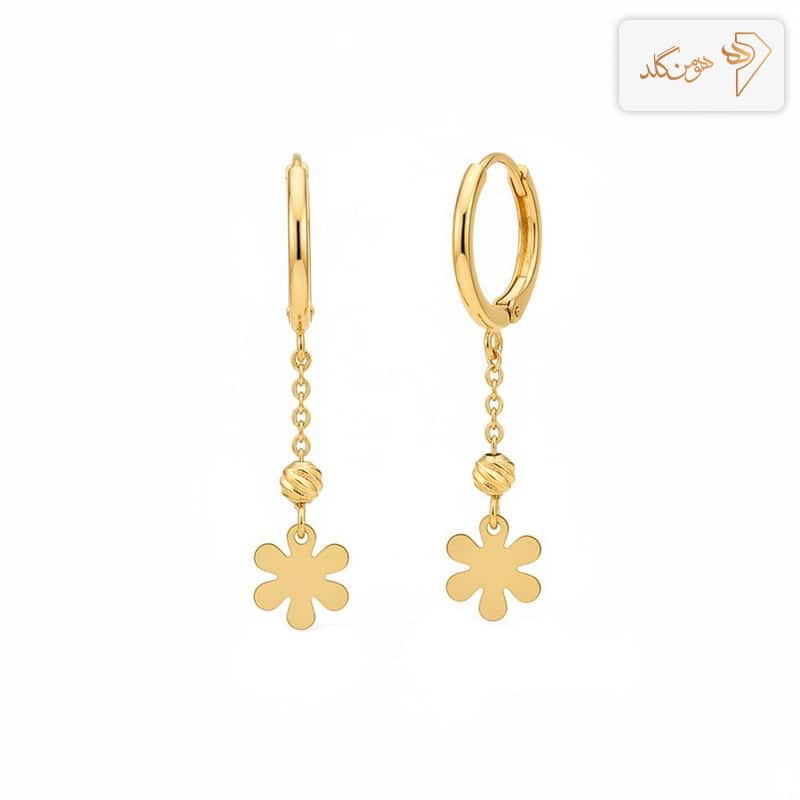 گوشواره طلا آویز گل E631