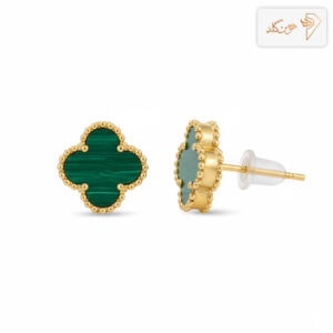 گوشواره طلا میخی ونکلیف سبز E683