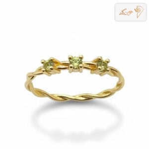 انگشتر طلا مینیمال نگین دار سبز R894