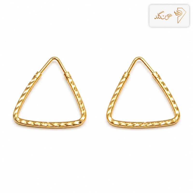 گوشواره طلا حلقه ای مثلث تراش E796