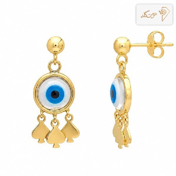 گوشواره طلا میخی چشم نظر E495