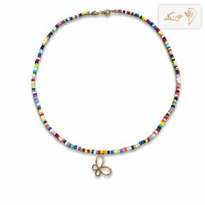 گردنبند طلا آویز مهره بافت پروانه CH671