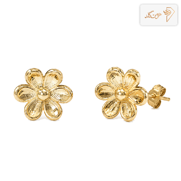 گوشواره طلا میخی گل آینه ای E178