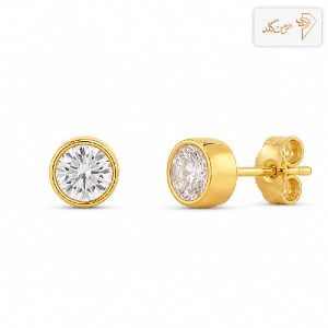 گوشواره طلا میخی تک نگین دایره E811