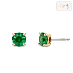 گوشواره طلا تک نگین سبز E855