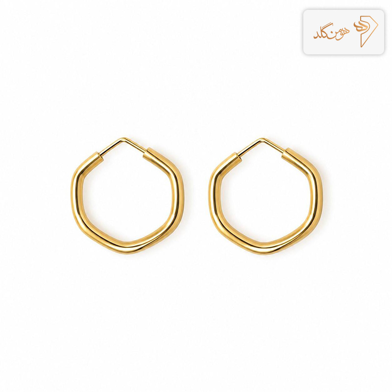 گوشواره طلا حلقه ای 6 ضلعی e863