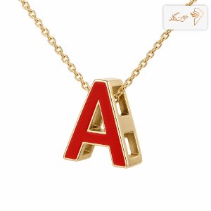 پلاک طلا سه بعدی لاکی قرمز A A002